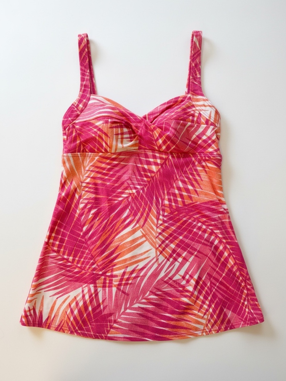 Calypso Cove Swim Dress Sz 14 Pink Orange Skirted One Piece Tropical Print - Picture 4 of 15